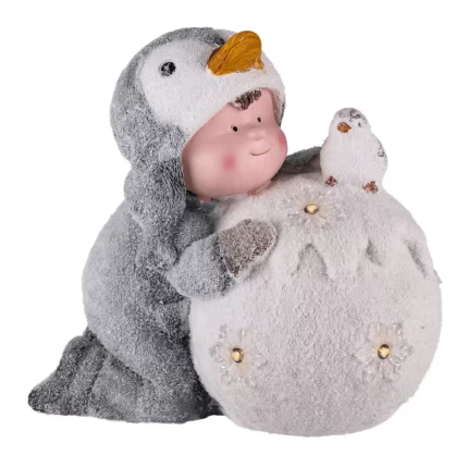 Willy, novogodišnja dekoracija, djevojčica i grudva, roze, 33cm