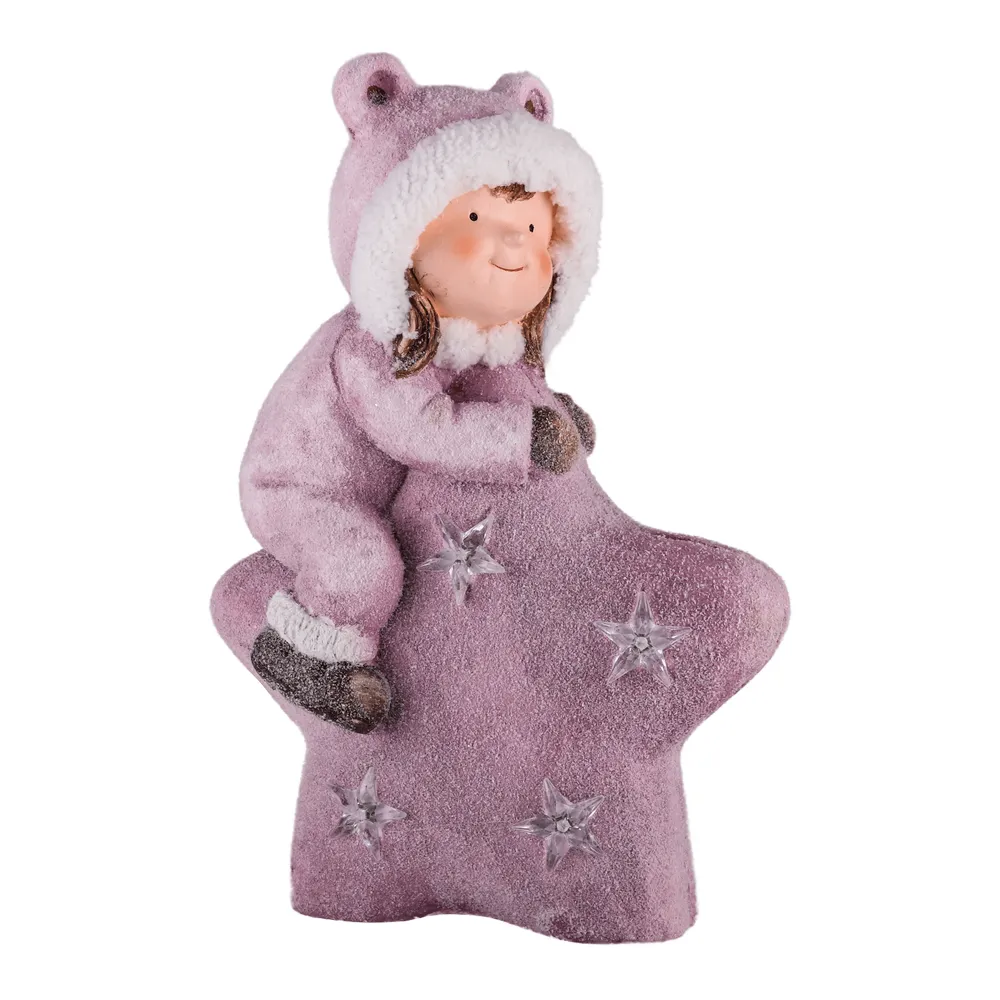 770102_001-1 Willy, novogodišnja dekoracija, djevojčica i zvijezda, roze, 43.5cm - Image 1