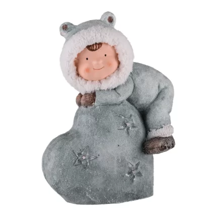 Willy, novogodišnja dekoracija, dječak i srce, plava, 38.5cm
