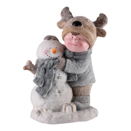 Willy, novogodišnja dekoracija, dječak i Snješko Bijelić, plava, 39cm