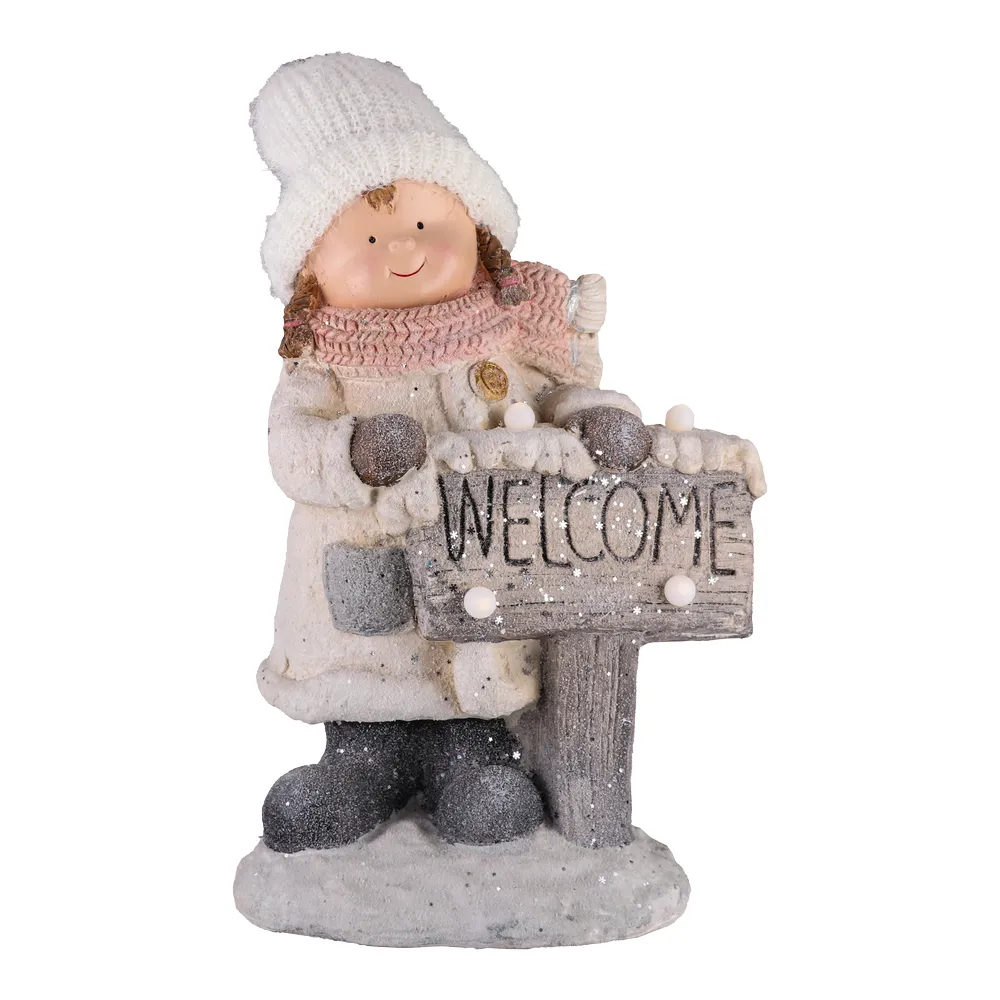 770114_001-1 Willy, novogodišnja dekoracija, djevojčica, bijela, 50cm - Image 1