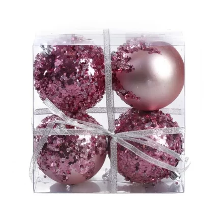 Icy special, novogodišnja kugla, roze, gliter, 8cm, 4K