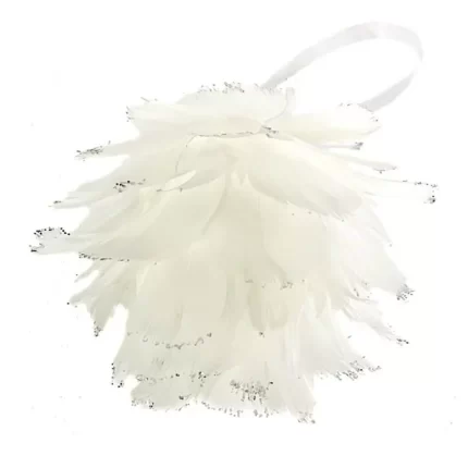 Glam, novogodišnja dekoracija, perje, kugla, 12cm
