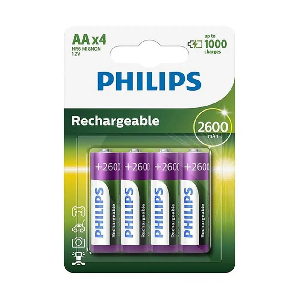 496480_001 Baterija, punjiva, HR6 AA, 2600mAh, Philips, 4K - Image 1