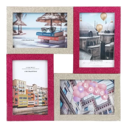 Multiphoto, ram za fotografiju, šljokice, roze-zlatna, 10x15cm