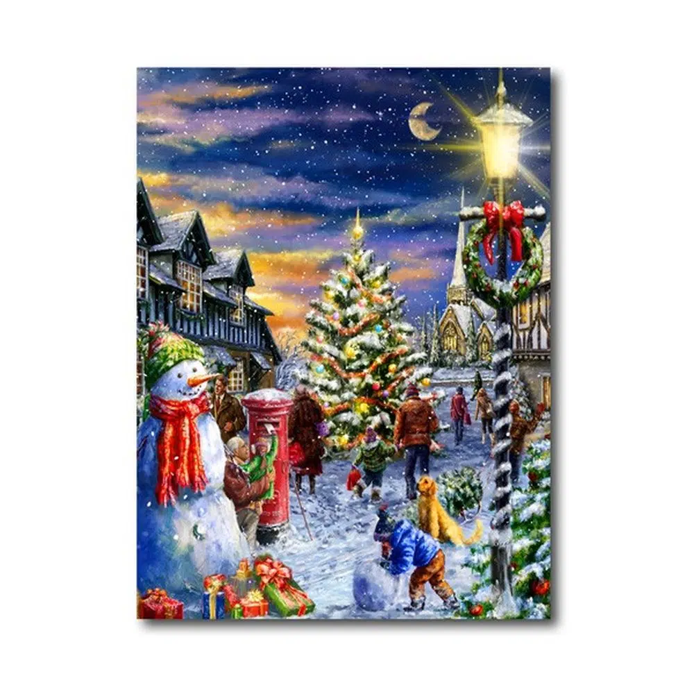 740014_001 Panel, blind ram, Christmas village, LED, 30x40cm - Image 1