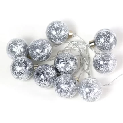 Lamput, novogodišnje lampice, 10LED, kuglice, pahulja, bijela