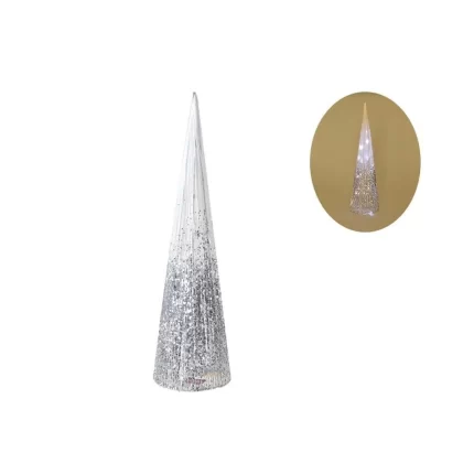 Shiny cone, jelka, svjetlucava, srebrna, 80cm