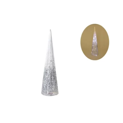 Shiny cone, jelka, svjetlucava, srebrna, 60cm