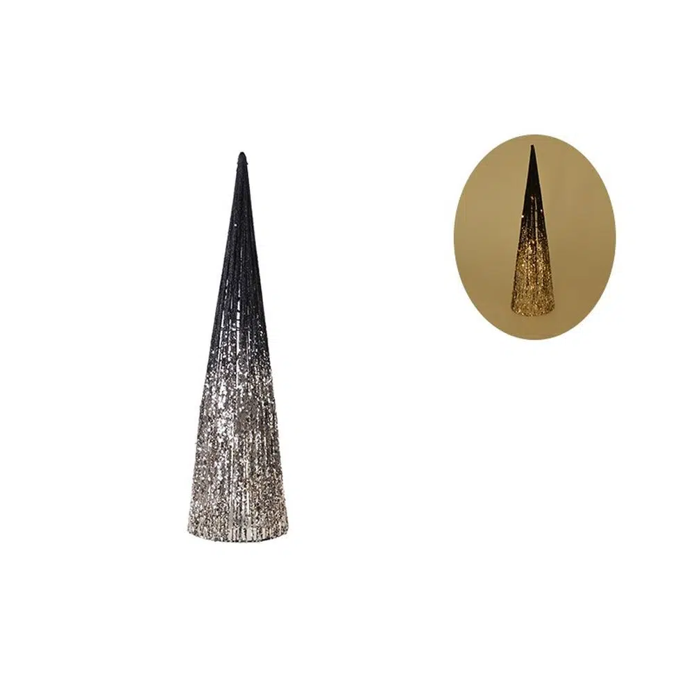 760017_001 Shiny cone, jelka, svjetlucava, crna, 60cm - Image 1