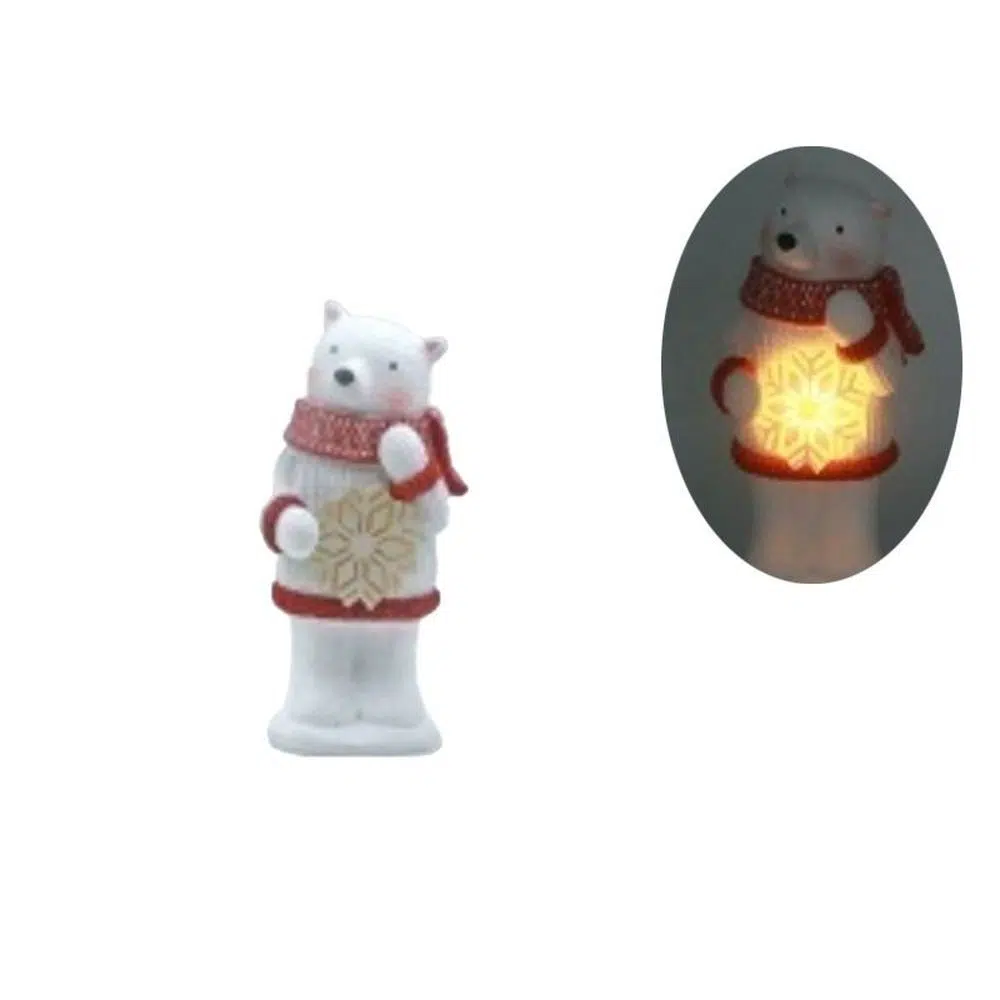 760323_001 Rabbler, novogodišnja figura, keramička, meda, pahulja, 22cm - Image 1