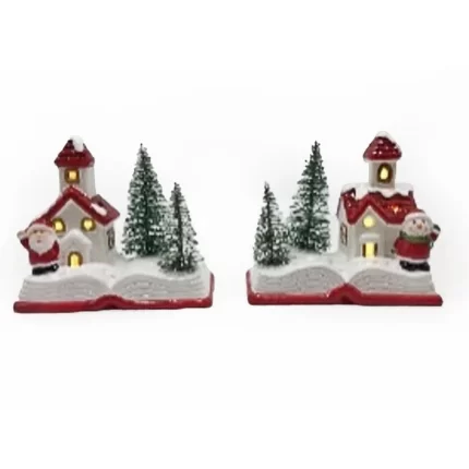 Rabbler, novogodišnja figura, keramička, knjiga, LED, 11cm