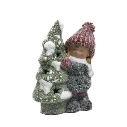 Willy small, novogodišnja dekoracija, djevojčica i jelka, 19cm