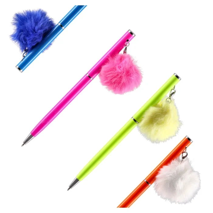 Elegant, hemijska olovka pom-pom, neon, plava - Image 1