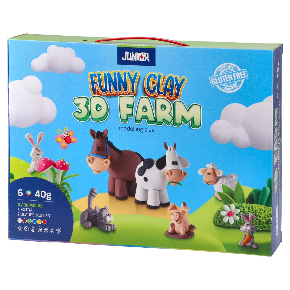 130777_001 Funny clay, masa za oblikovanje sa 3D kalupima, miks, farma - Image 1