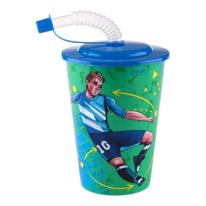 Tubule, čaša sa cevčicom, Football, 450ml - Image 1