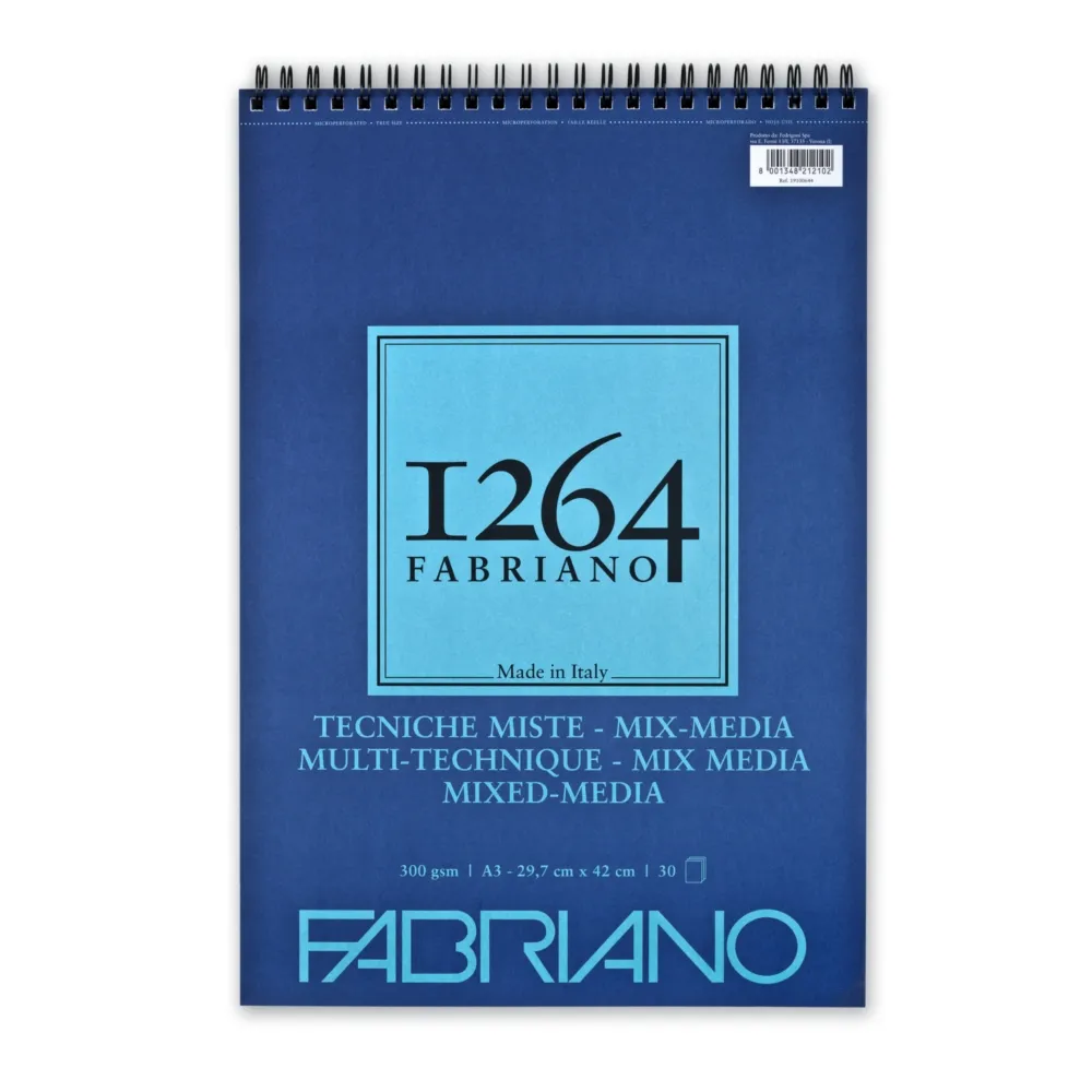 190008_001 1264 MixMedia, akvarel blok sa spiralom, A3,  300g, 30 lista, Fabriano - Image 1