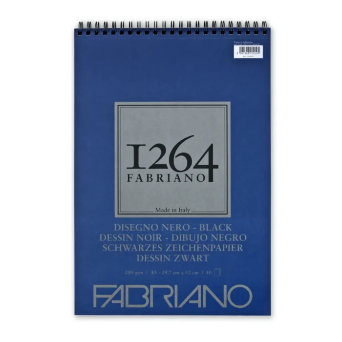 1264 BlackDrawing, blok za skiciranje sa spiralom, A3, 200g, 40 lista, Fabriano - Image 1
