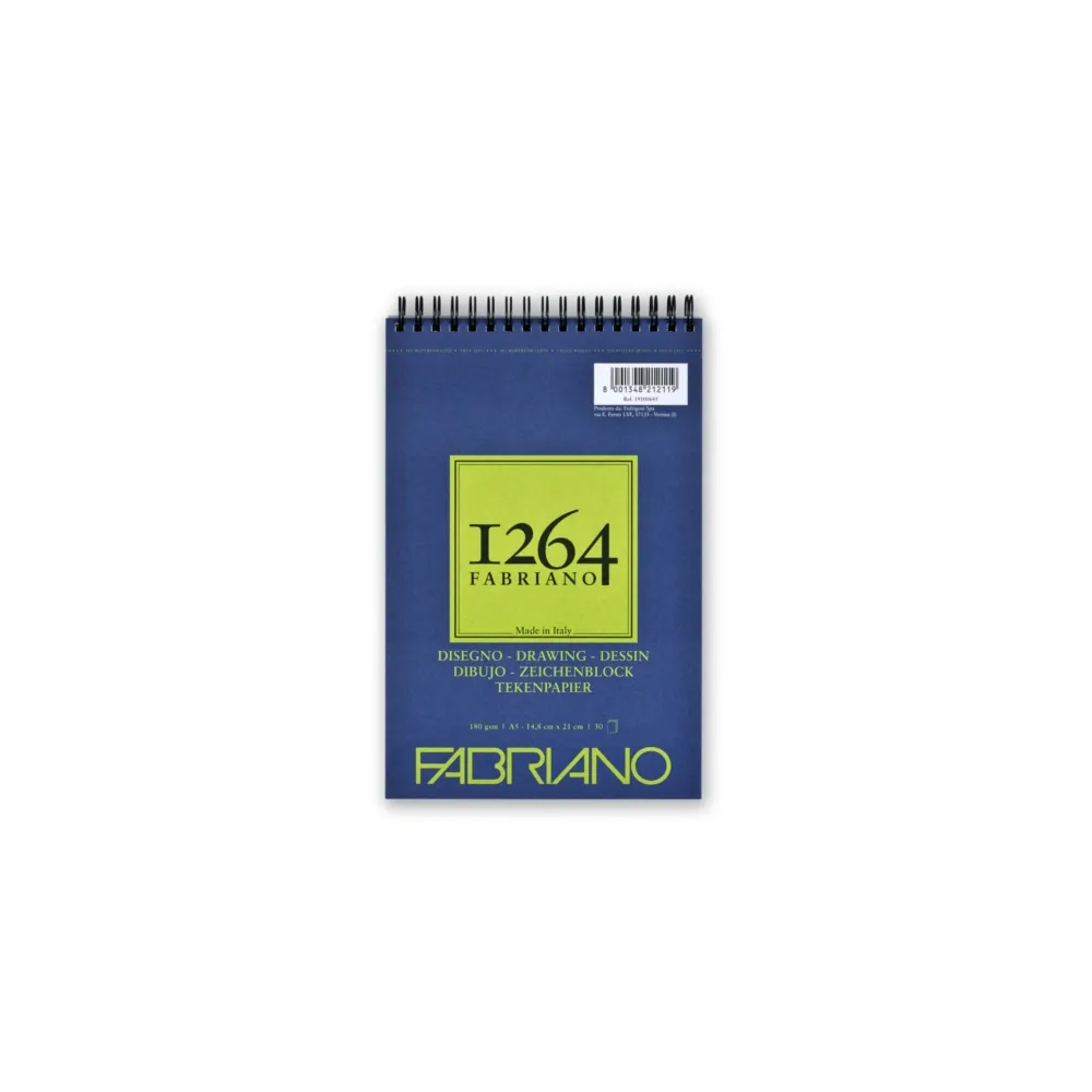 190019_001 1264 Drawing, blok za skiciranje sa spiralom, A5, 180g, 30 lista, Fabriano - Image 1