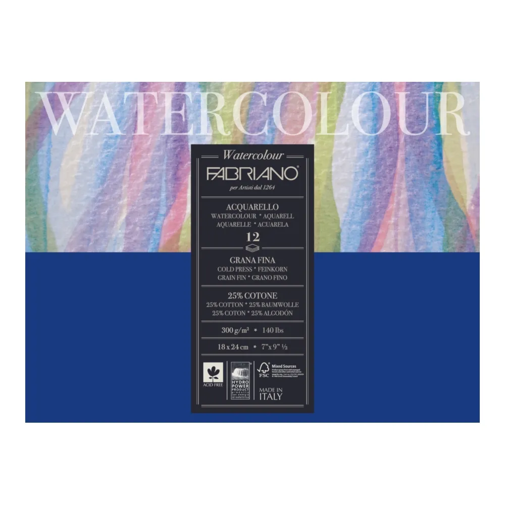 190038_001 Watercolour, akvarel blok, 18x24, 300g, 12 lista - Image 1