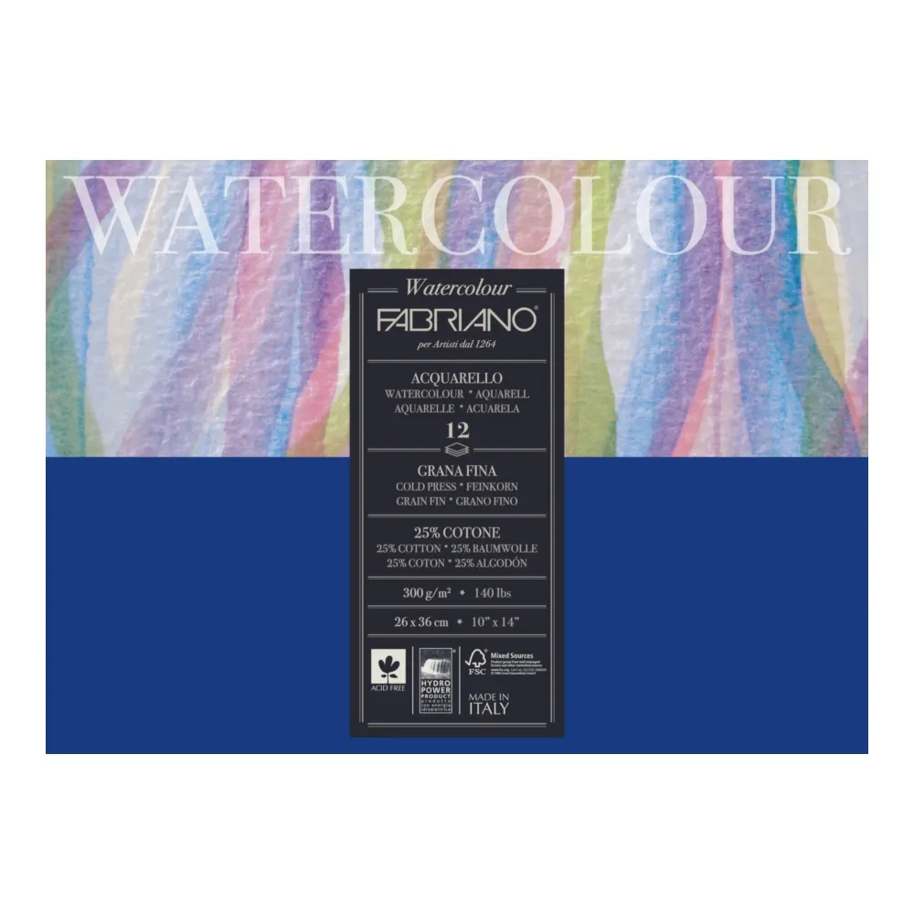 190039_001 Watercolour, akvarel blok, 26x36, 300g, 12 lista - Image 1