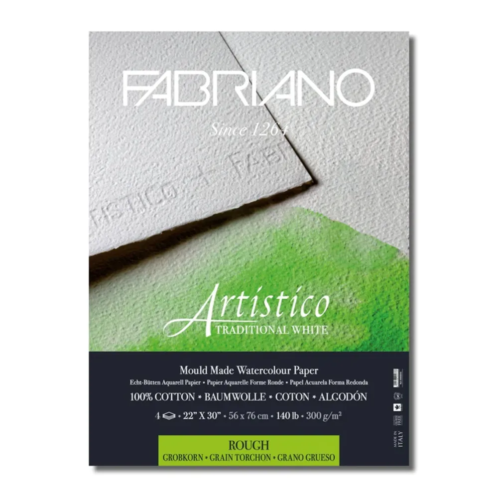 190045_001 ArtisticoTraditionalWhite, akvarel papir, 56x76, 300g, 10 lista, Fabriano - Image 1