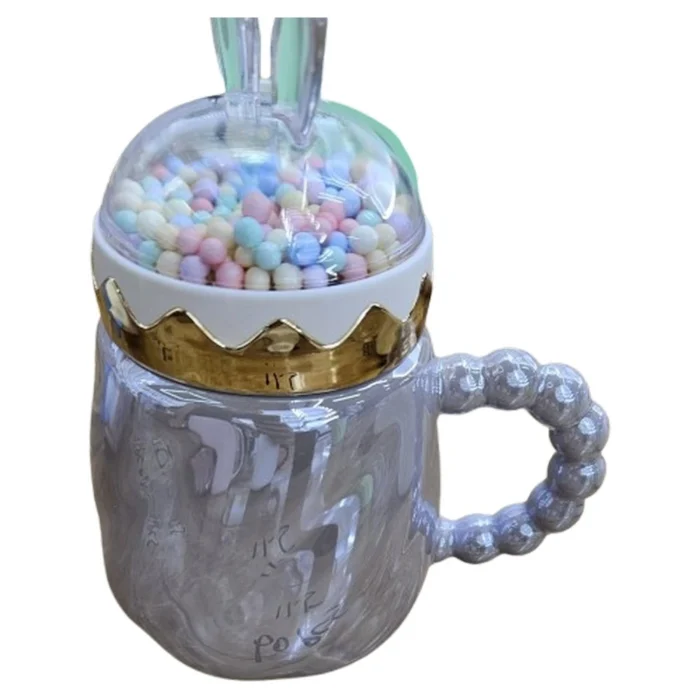 Moka, šolja sa poklopcem, keramička, metalik, kugla - Image 1