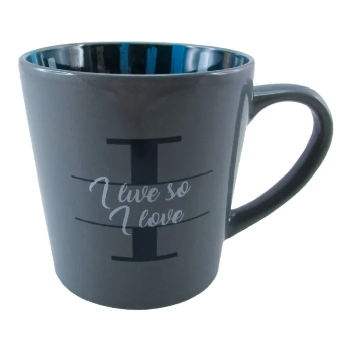 Herlig, šolja, keramička, siva, I live so I love - Image 1