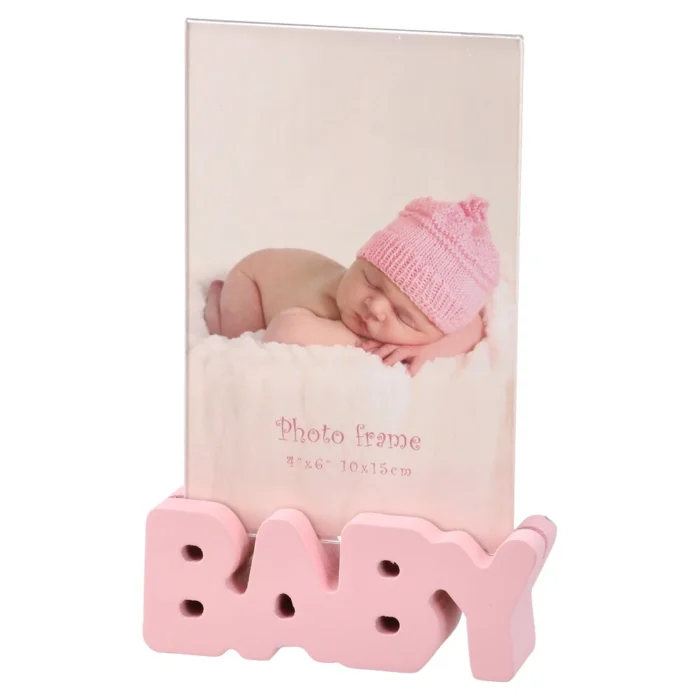 Woody, ram za fotografije, drvo, roze, Baby, 10x15cm - Image 1
