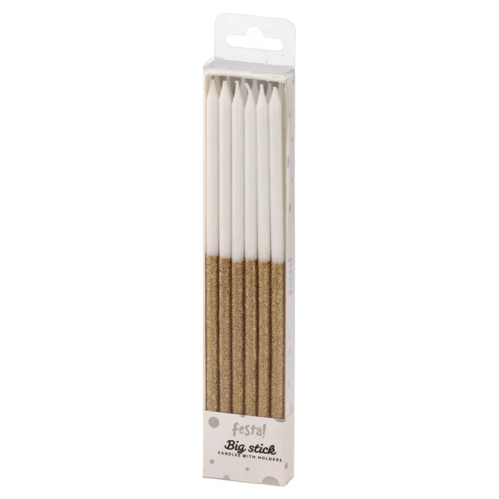 Big stick, svjećice, zlatno bela, 12K sa držačima - Image 1