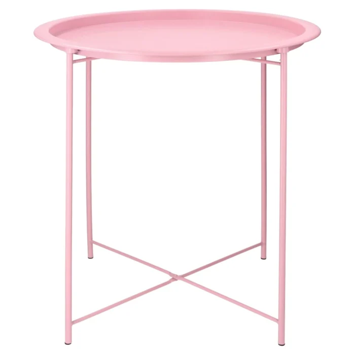Metablo, stočić, metalni, svetlo roze, 47 x 47 x 51cm - Image 1