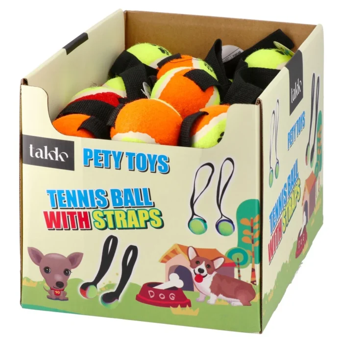 Pety toys, teniska loptica sa trakom, miks boja - Image 1