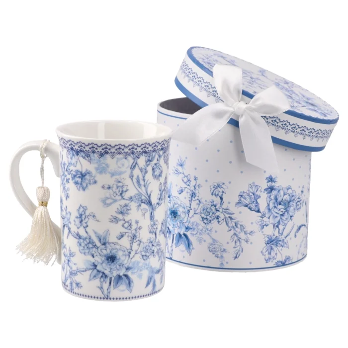 Lea, keramička šolja, plava, Flower - Image 1