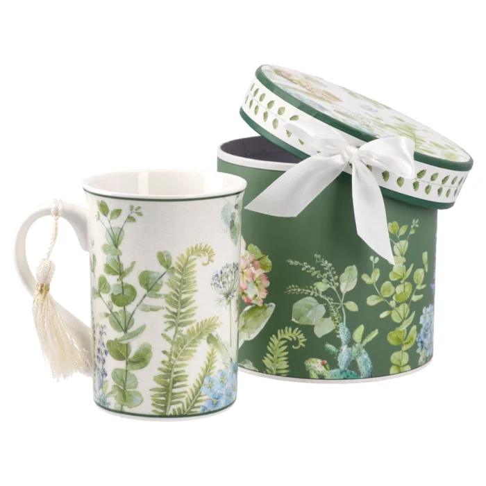 Lea, keramička šolja, zelena, Flower - Image 1