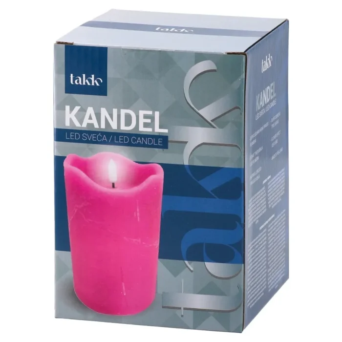 Kandel, LED svijeća, roze, 15cm - Image 1