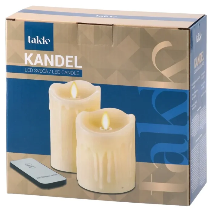 Kandel, LED svijeća, bijela, set, 2K - Image 2