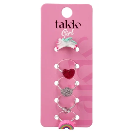 Elif girl, set prstenja, srce i jednorog, 5K