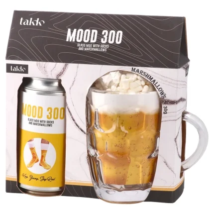 Mood 300, staklena šolja sa čarapama i maršmelo 30g, pivo