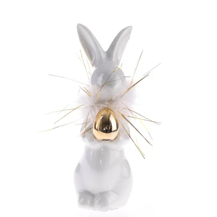 Chompy, keramička figura, zec sa jajem, 15.3cm