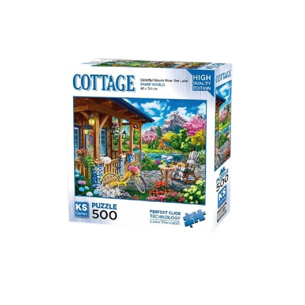 882160_001.webp Cottage, slagalica, šarena kuća na jezeru, 500 dijelova - Image 1
