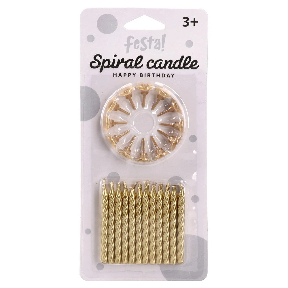 710170_001.webp Spiral candle, set svjećica, gold, 24K + 12 držača - Image 1