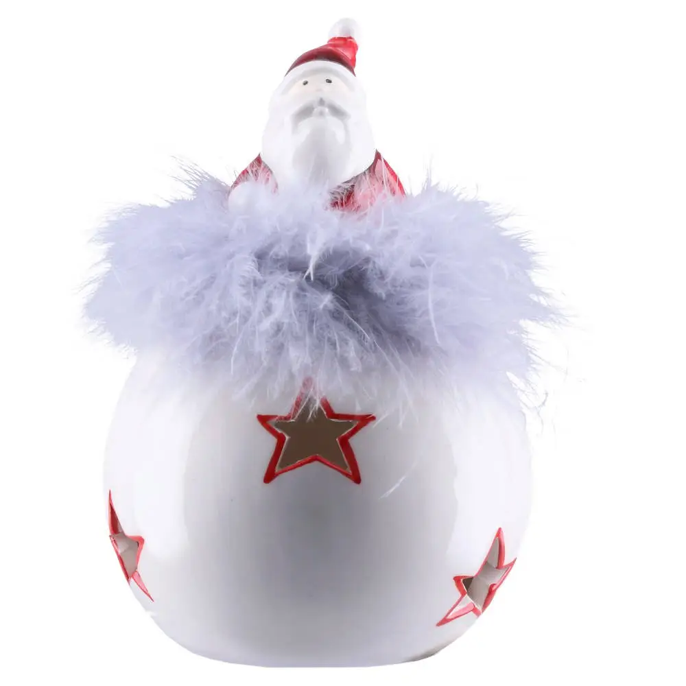760341_001 Rabbler, novogodišnja figura, keramička, Djeda Mraz na grudvi, led, 16cm - Image 1