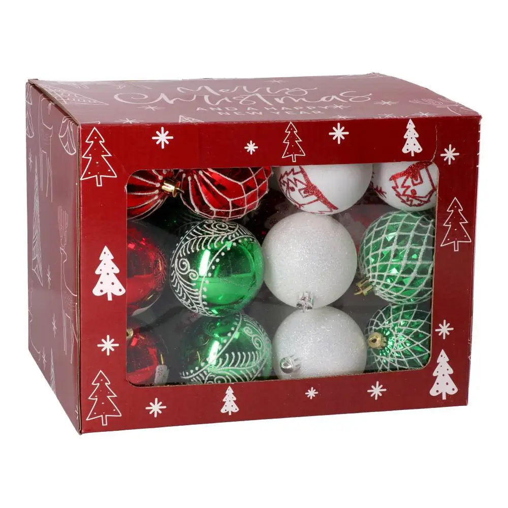780270_001 Icy set, novogodišnje kugle, set, zeleno crvena, 7cm, 36K - Image 1