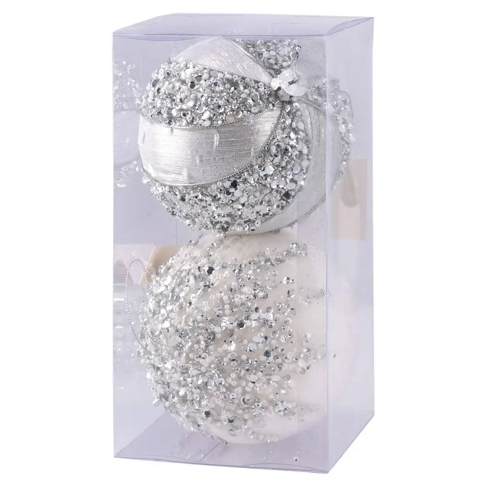 780307_001 Icy lux, novogodišnja kugla, set, srebrno-bijela, 12cm, miks, 2K - Image 1